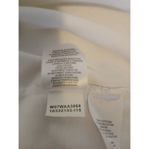 Jones New York Signature Women 2x White Polo/ Navy Trim Short Sleeve Cotton Top - Picture 14 of 14